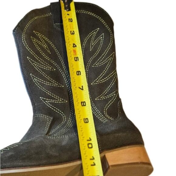 NEW! SILVIA COBOS Green Suede Leather Rodeo Western Cowboy Boots Mid-calf 8. - Picture 6 of 9